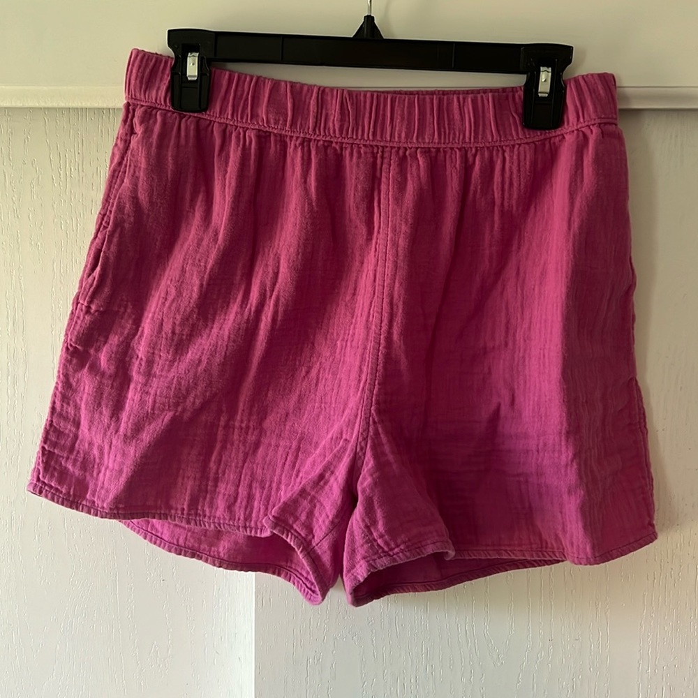 Pink linen/gauze boho short with pockets